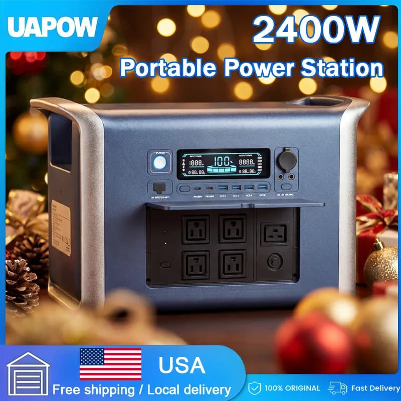 Attrezzatura da campeggio Centrale elettrica portatile 2048WH Power Bank Batteria LiFePO4 2400W Alimentatore di emergenza per uso domestico/esterno