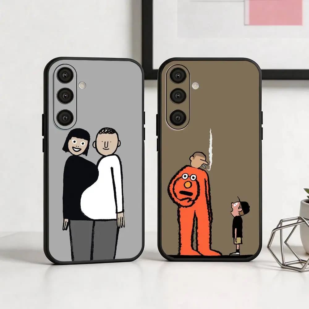 J-Jean J-Jullien M-Minimalist Art Phone Case per Samsung A73,72,71,A52,51,40,41,A22,A32,31,A13, custodia morbida nera