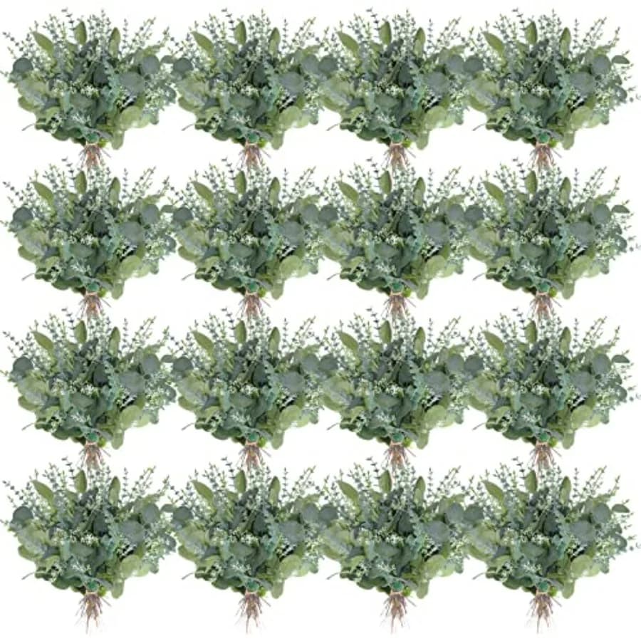 2 Pezzi di Foglie di Eucalipto Artificiali Assortite, Steli di Foglie Artificiali Silver Dollar, Rami di Piante Finte