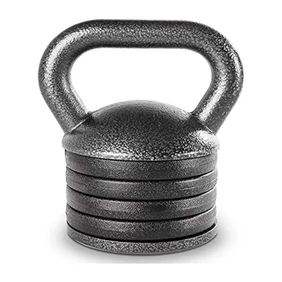 20lb Adjustable Cast Iron Kettlebell Handle, Compatible with 1" Weight Plates, Up to 50lb Load Capacity for Strength Training,