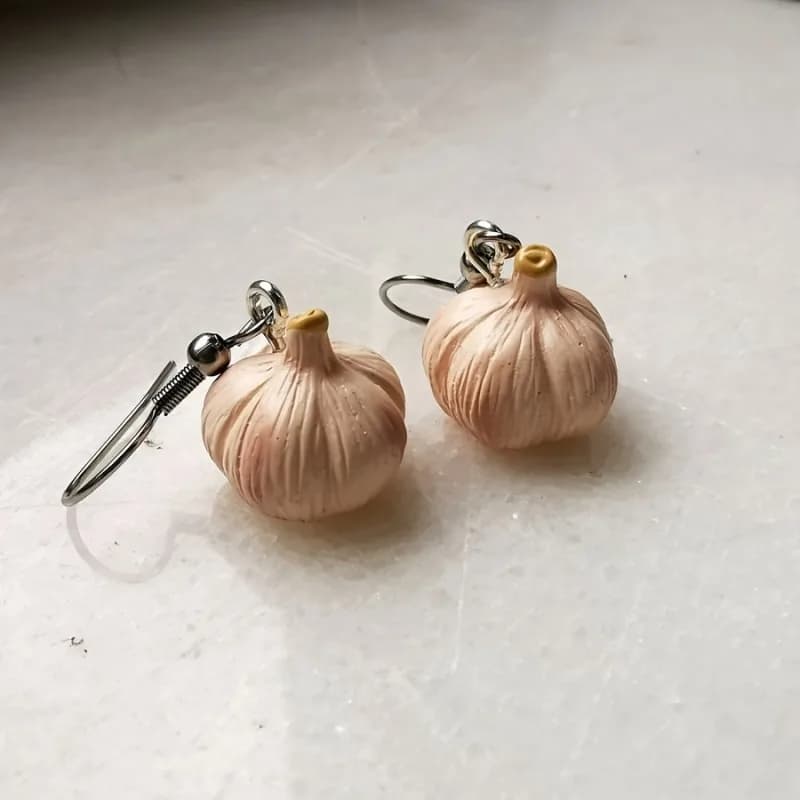 Creative Simulation Resin Garlic Hook Earrings Resin Handmade Jewelry Garlic Enthusiasts Role Playing Jewelry Gifts