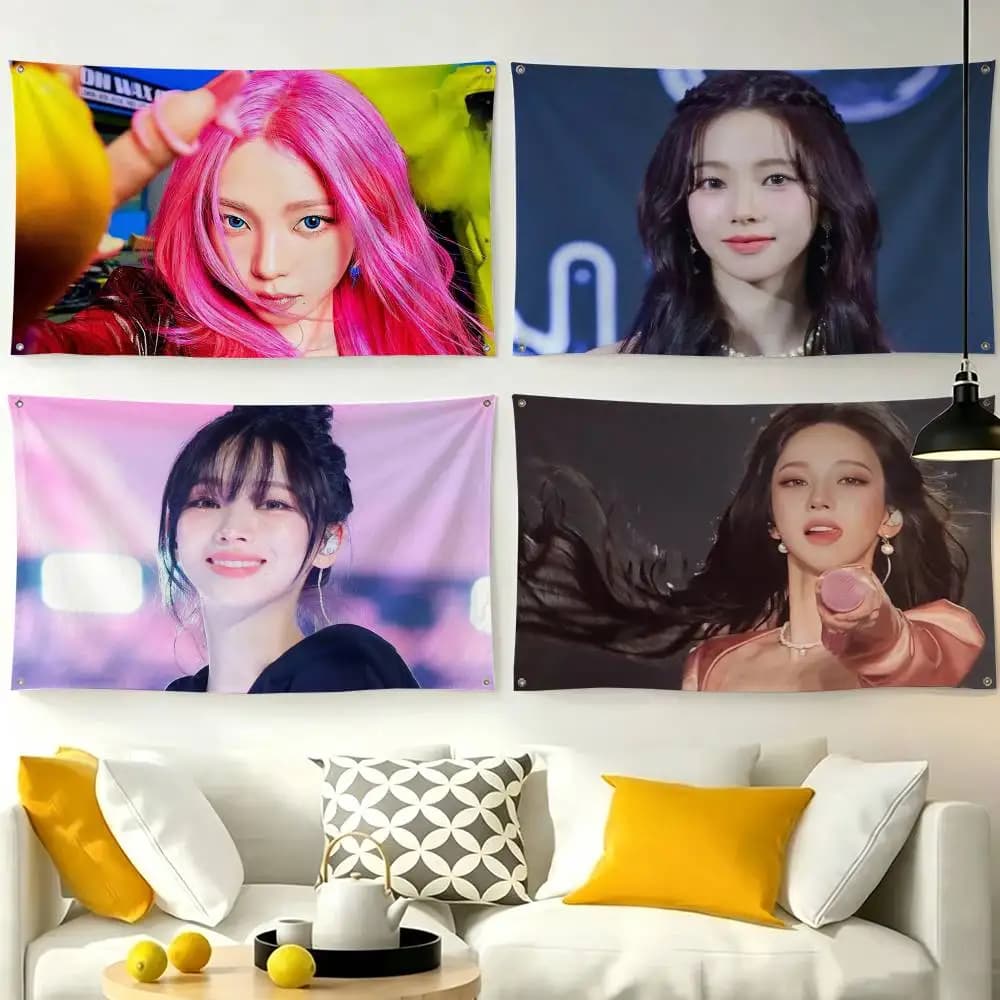 A-AespaS-K-karina Kpop Girl Flags Wall Hanging Tapestry Outdoor Garage Room Decorative flag Background Blanket