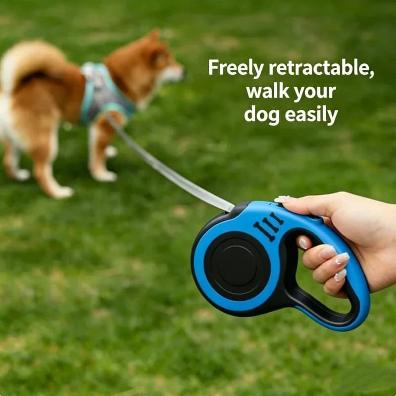 Guinzaglio Retrattile per Cani Resistente e Durevole, Maniglia Antiscivolo con Blocco a Un Pulsante per Cani di Piccola e Media Taglia e Gatti, Uso Esterno