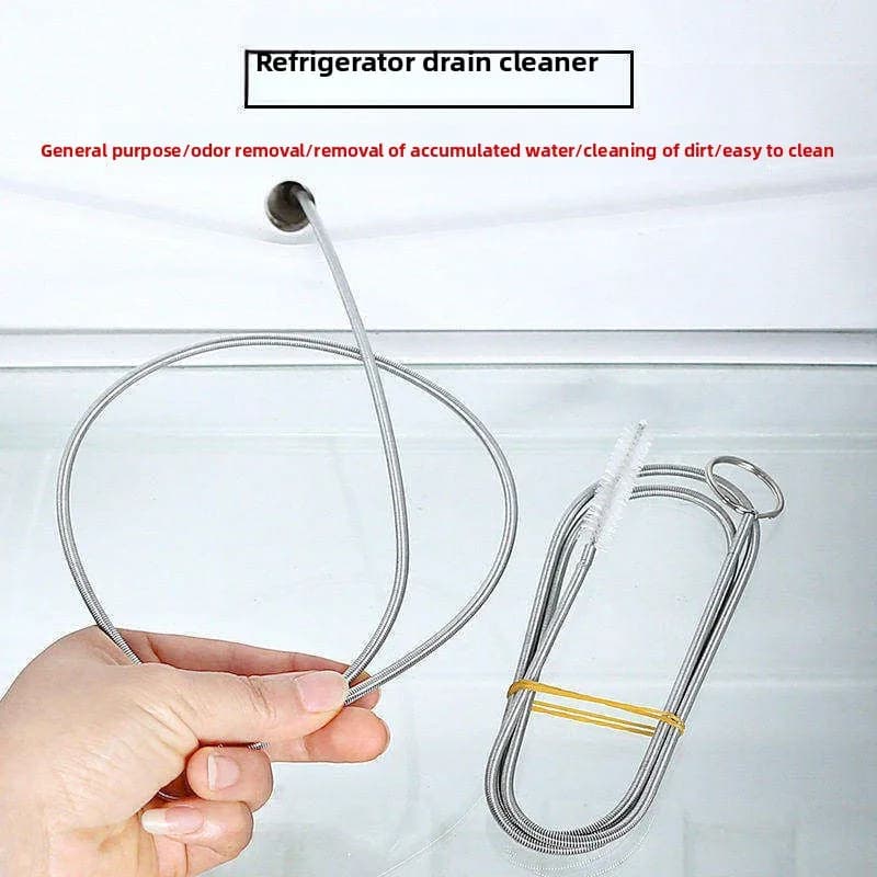 Strumento di pulizia speciale con spazzola per scarichi di frigoriferi, tubi di scarico domestici con acqua stagnante e bloccaggi all'uscita dell'acqua.