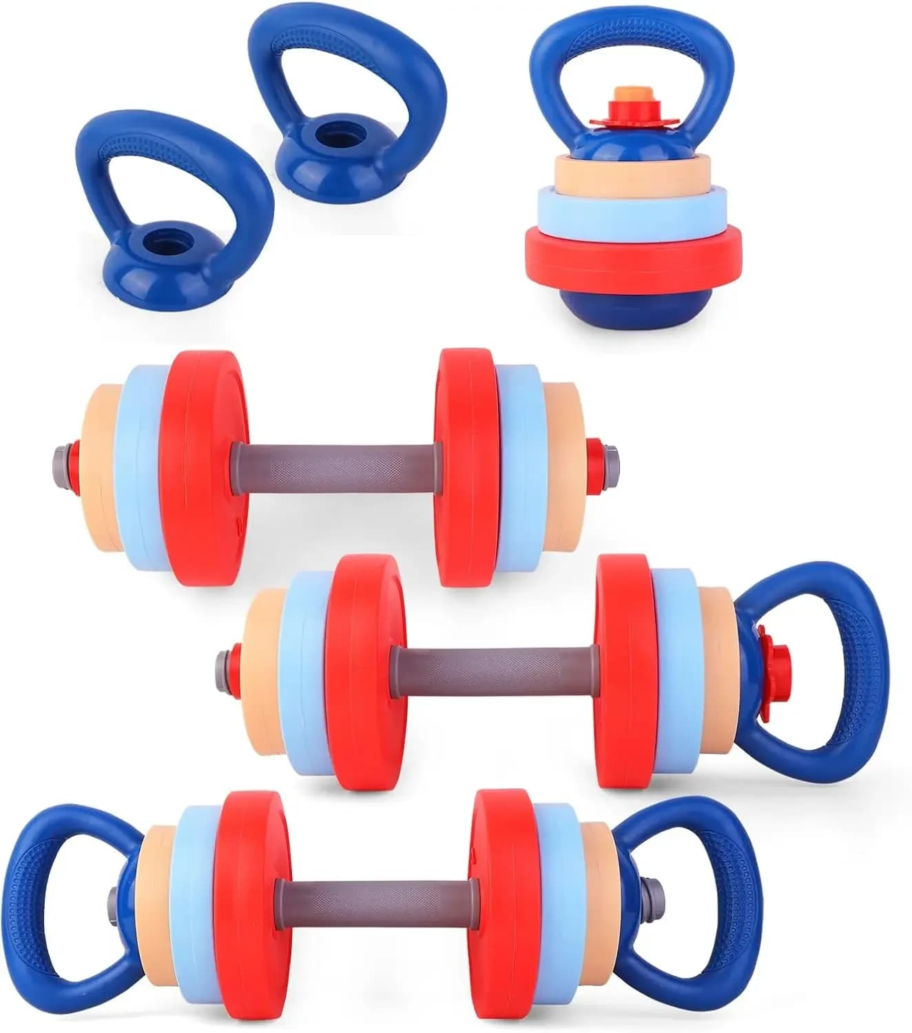 Kids Adjustable Dumbbell & Kettlebell Set - Safe Pretend Play Fitness Toy for Toddlers