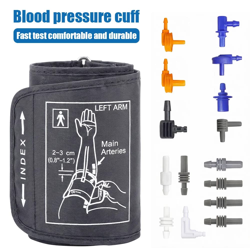 Bracciale Regolabile per Misurazione Pressione Sanguigna 15-24cm/30-43cm/32-52cm, Sfigmomanometro con Fascia per Uso Domestico e Medico
