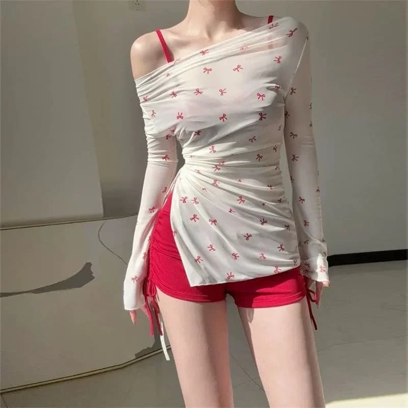 Nuovo Costume da Bagno per Donne, Puro Desiderio, Stile Piccante e Seducente, Top a Maniche Lunghe con Allacciatura al Collo, Bikini Due Pezzi per Donne