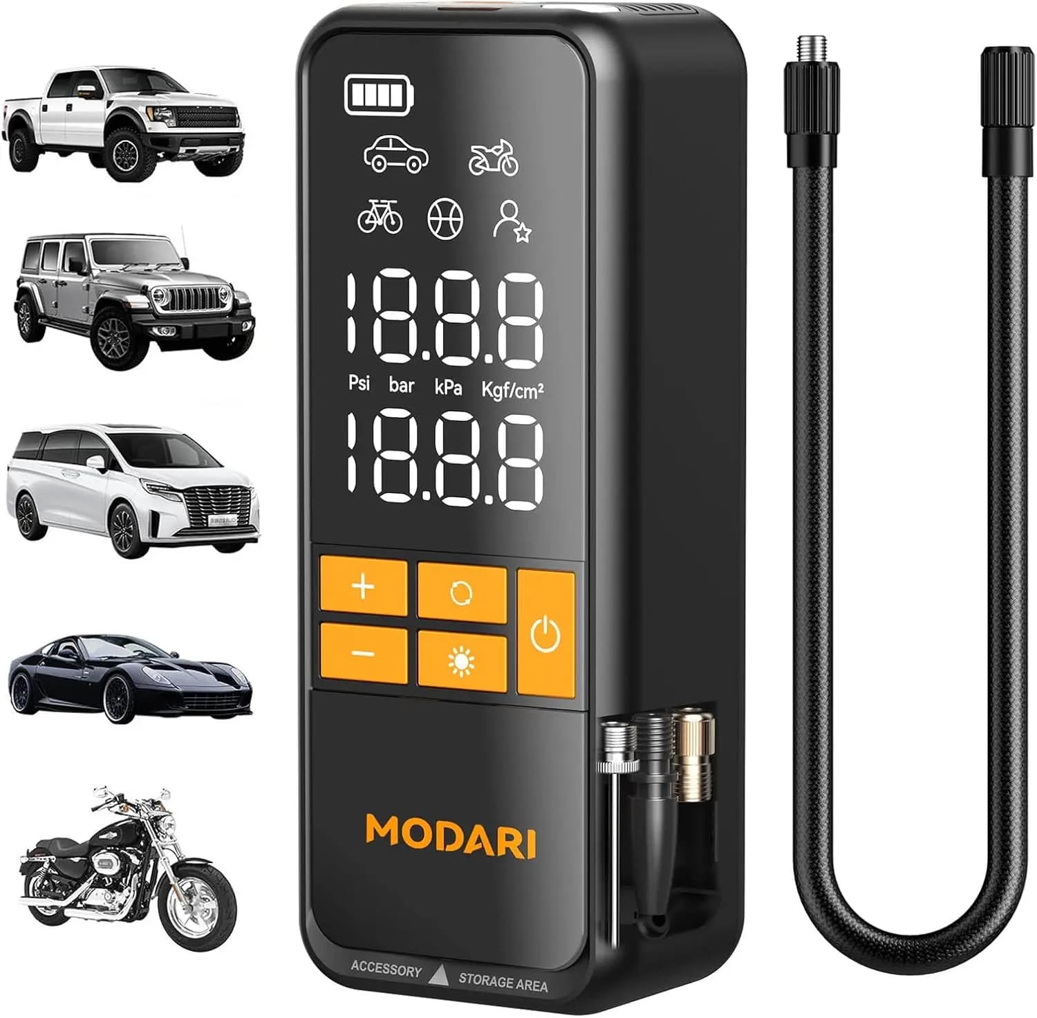Gonfiatore portatile per pneumatici Pompa ad aria senza fili 5X più veloce da 160 PSI con spegnimento automatico per auto, SUV, camion – Stoccaggio magnetico