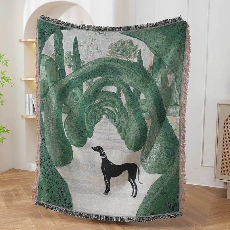 Tessile City Green Archway & Greyhound Art Coperta decorativa Jacquard Artigianato Decorazioni per la casa Arazzo artistico