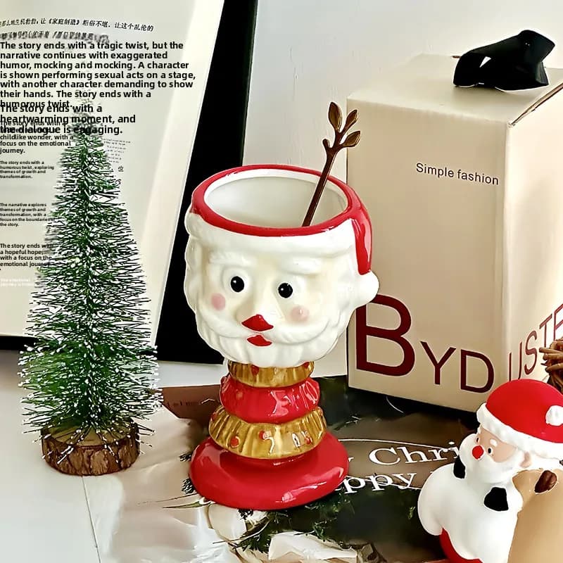 Elegante Tazza in Ceramica, Regalo di Natale, Souvenir di Compleanno, Bicchiere da Vino/Gelato con Piede Alto, Tazza d'Acqua dall'Alto Valore Estetico
