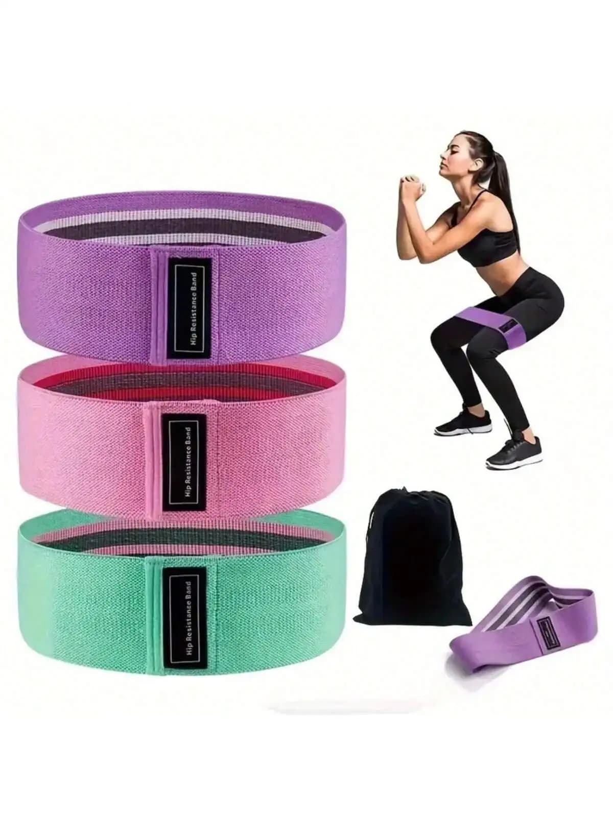 3 pcs Fabric Resistance Hip Booty Fasce Gluteo Chest Elastic Waist Training Squat Circle Stretch Strips Fitness Loop Yoga Gym
