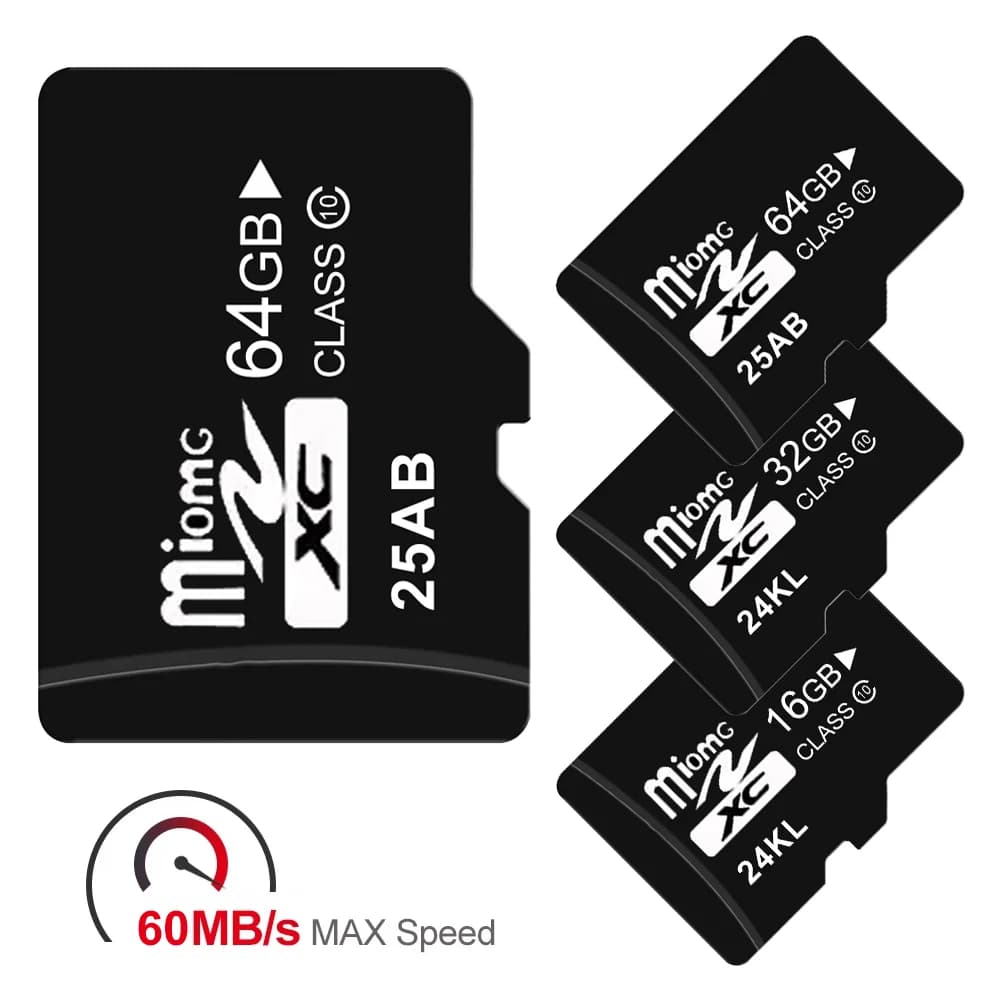 Micro scheda di memoria TF Card C10 64GB 32GB 16GB Fino a 60MB/s A1 Flash TF Card per telefono Tablet Fotocamera UAV Monitoraggio tachigrafo per auto