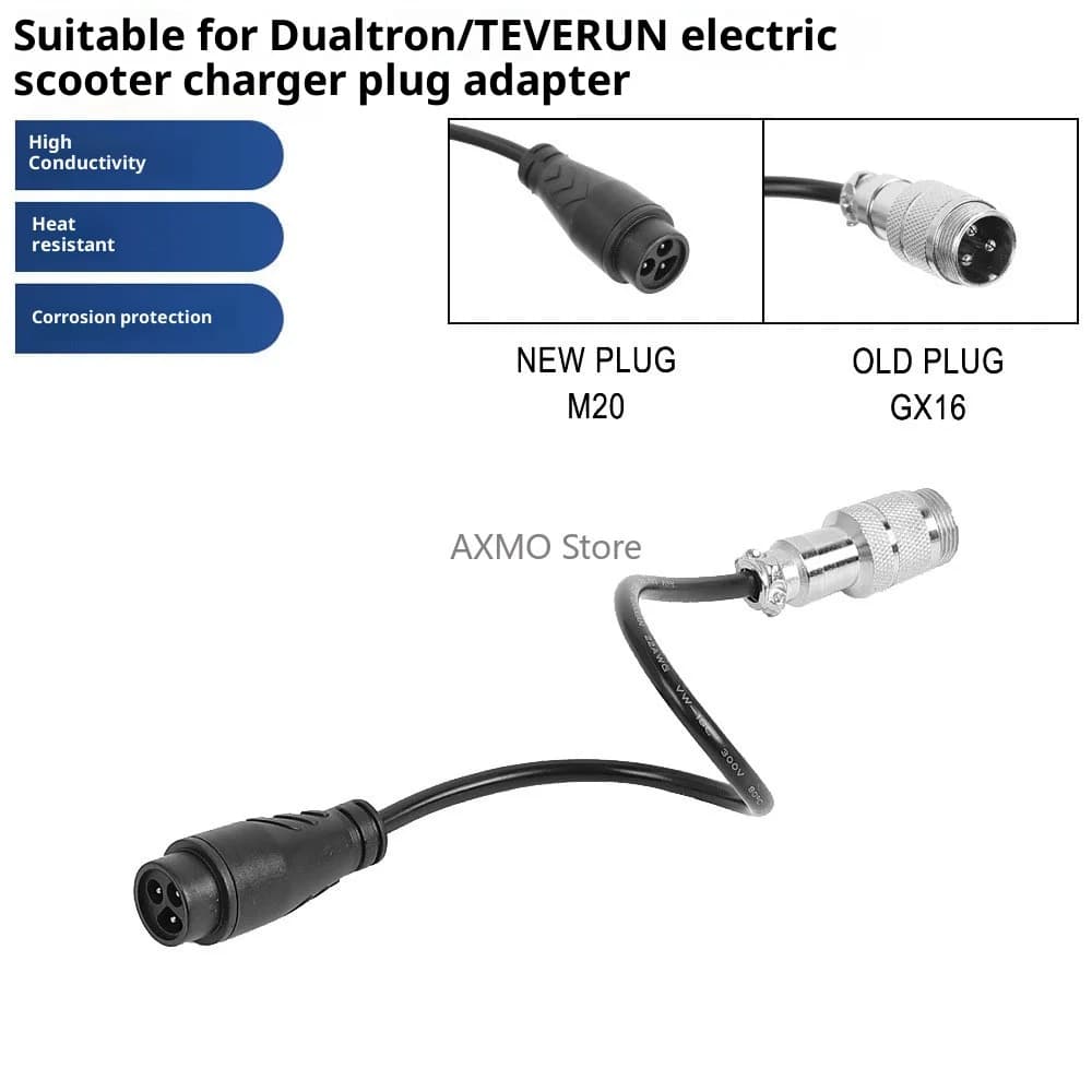 Adattatore presa caricabatterie per interruttore Dualtron/TEVERUN Vecchio spina GX16 alla nuova spina M20 Mini cavo di trasferimento motore Parte scooter elettrico