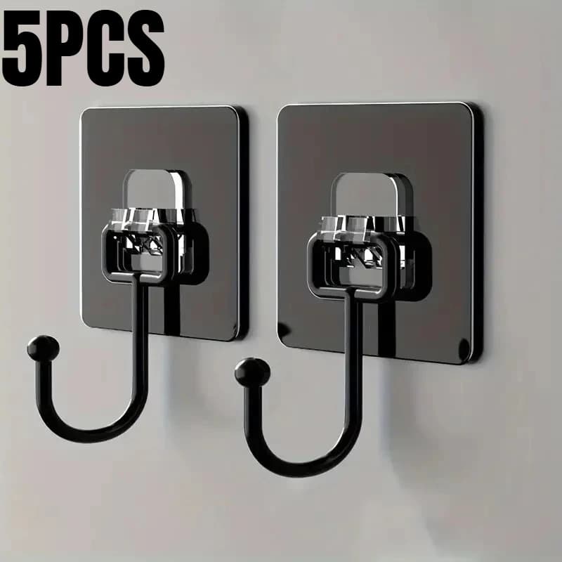 5 Ganci Autoadesivi Senza Foratura, Robusti e Senza Tracce, per Cucina, Bagno, Asciugamani, Borse, Portaoggetti da Parete