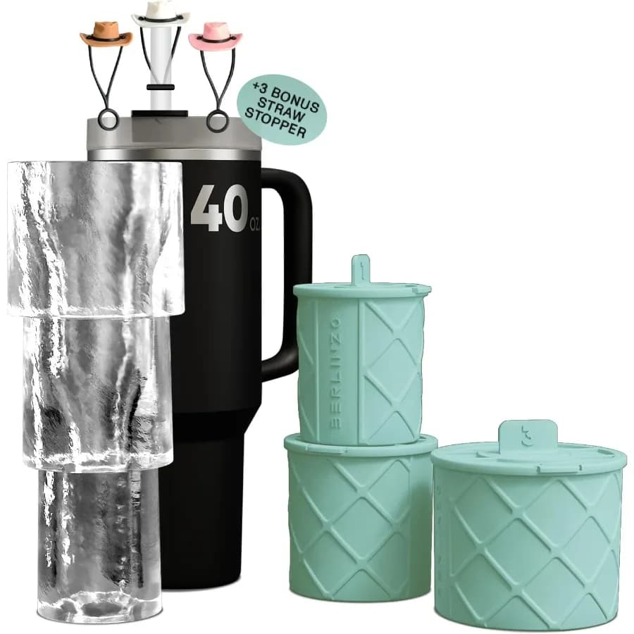 Stampi per ghiaccio premium per bicchieri St Silicone flessibile e resistente senza BPA per una facile rilascio di ghiaccio Perfetto per bicchieri da 30 e 40 oz