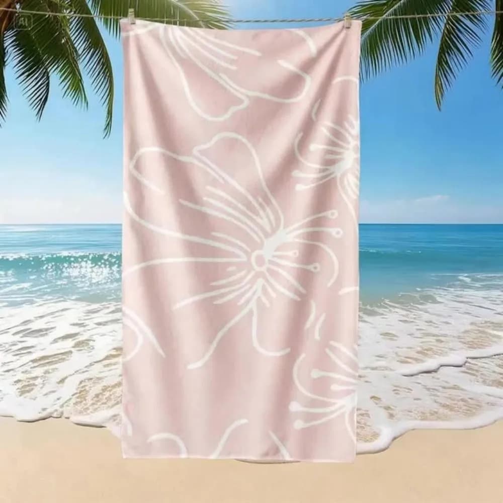 Telo Mare Botanico Rosa Oversize in Microfibra, Tappetino Portatile da Viaggio per Palestra e Yoga, Regalo Perfetto per l'Apprezzamento degli Insegnanti o per Compleanni