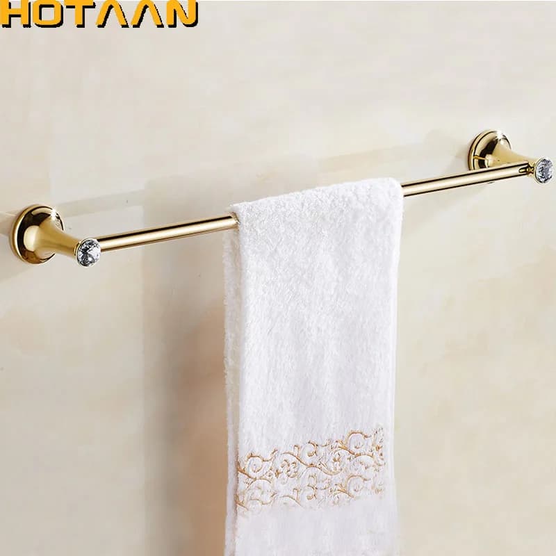 Portasciugamani singolo da bagno Portasciugamani Porta asciugamani Solido acciaio inossidabile Decorazione in cristallo dorato Accessori da bagno
