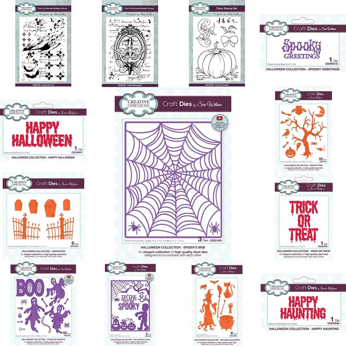 Halloween Collection Stamp & Die Set, Pumpkin/Spider Web/Ghost Elements Tools for DIY Scrapbooking & Greeting Card Decoration