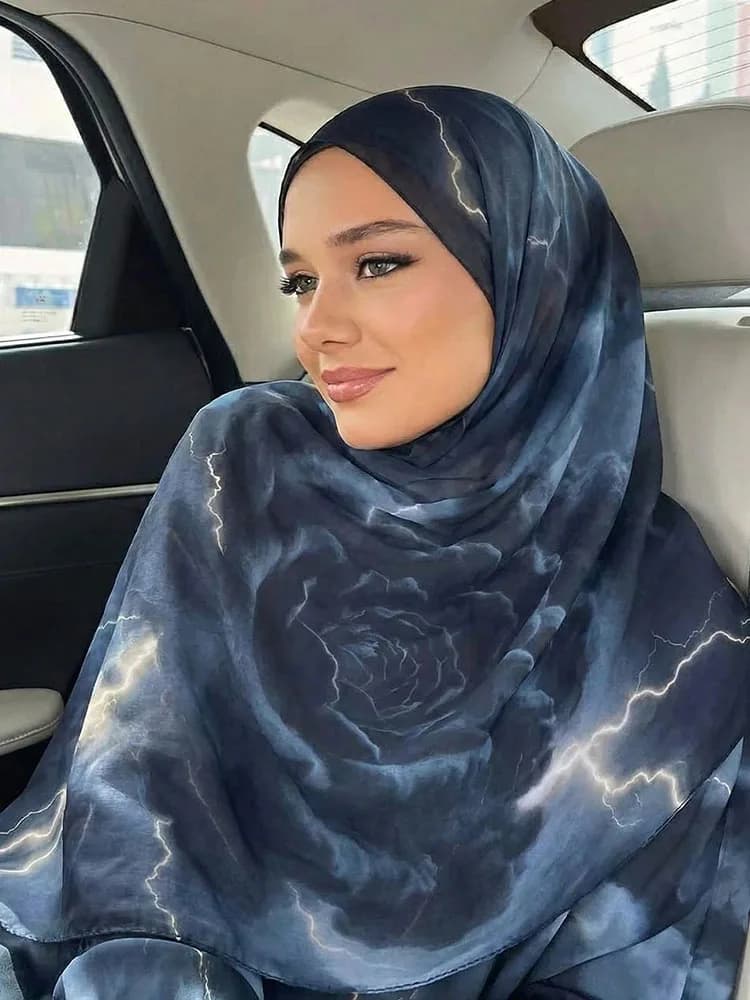 Hijab Muslims for Women with Watercolor Printing, Luxury Scarves for Ramadan and Eid, Islamic Turban, Female Copricapo for Feste, Spring 2026