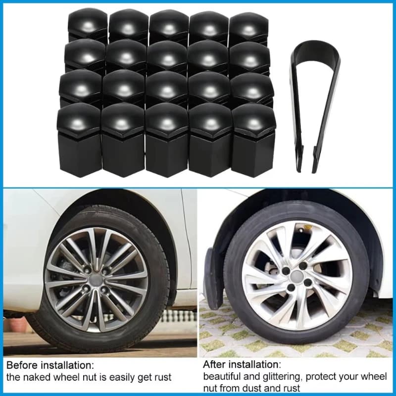 20/40 Covers for Wheels Auto 17/19/21mm, Protective Anti-rust Covers for Bolts and Outer Sides