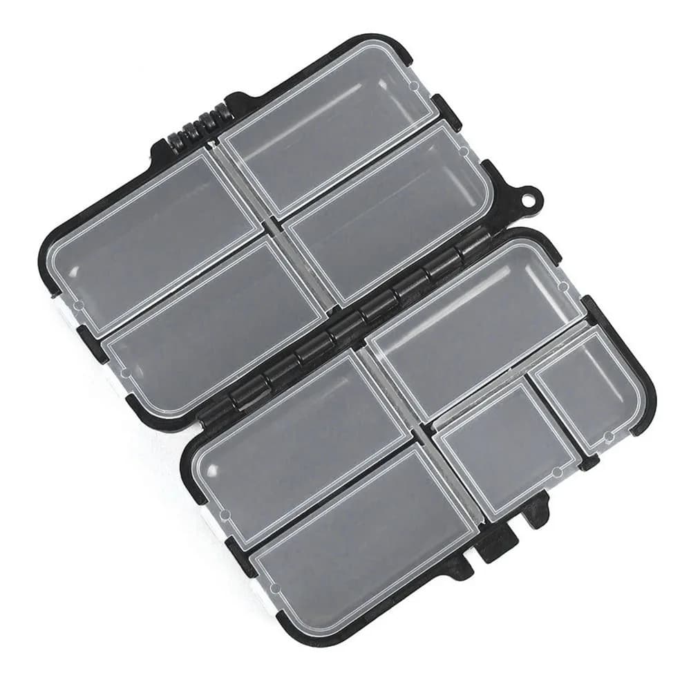 2 Pezzi Scatola Portatile per Attrezzatura da Pesca con 9 Scomparti, Scatola per Montature da Pesca a Doppio Lato in ABS, Mini Scatola Staccabile per Esche e Conservazione del Materiale