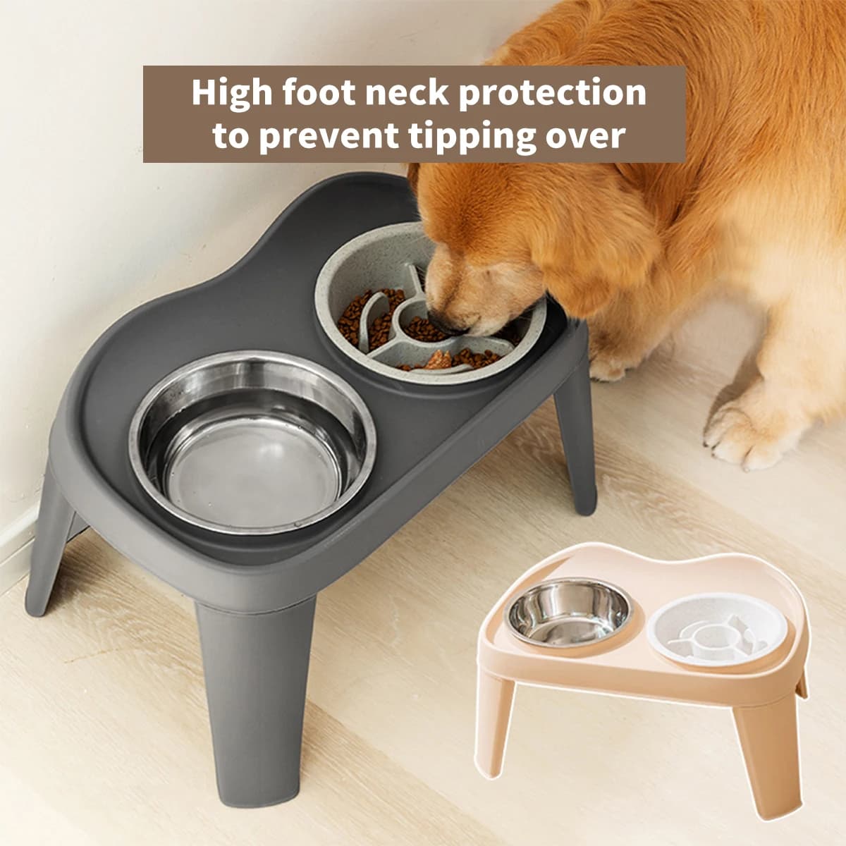 Per cani in un unico pezzo Classico pieghevole Ciotola doppia rialzata Ciotola per cani di taglia media e grande Ciotola per alimentazione per cani di grandi dimensioni Golden Retriever Arco per animali domestici
