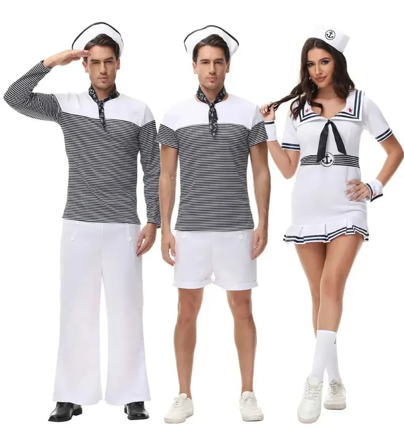 Costume da marinaio per coppia navy nautica Costume da marinaio per uomo Womao Abiti cosplay di Halloween