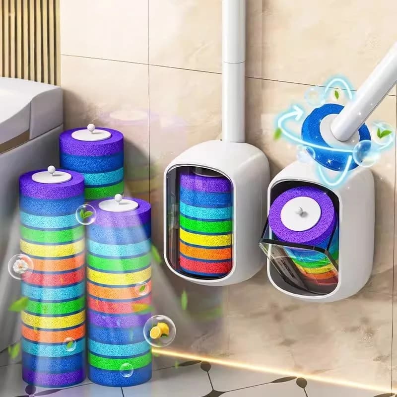 Sistema di pulizia WC monouso a parete con set di spazzole e kit di ricambi per la pulizia del WC