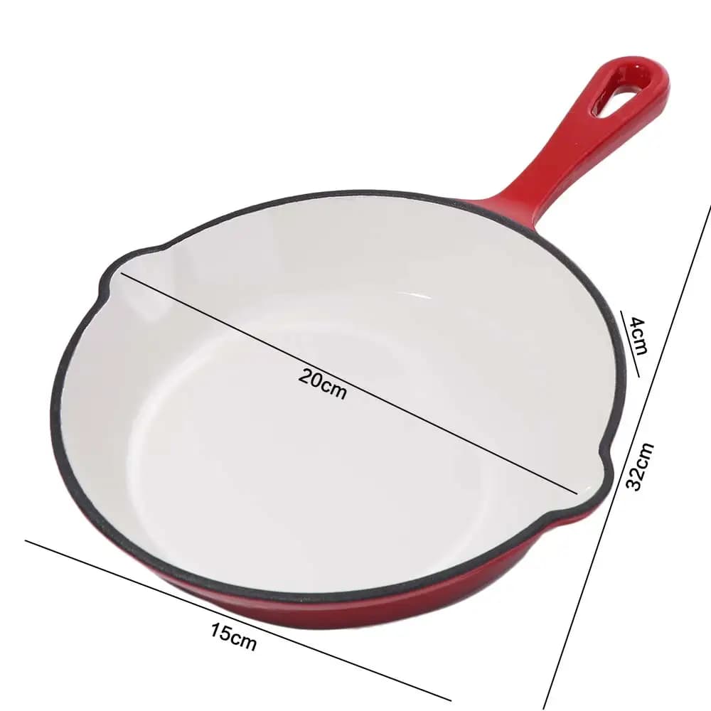 Padella Olandese Multiuso in Ghisa Smaltata Antiaderente, Fondo Piatto, Rossa, Universale per Omelette, Compatibile con Piani a Induzione