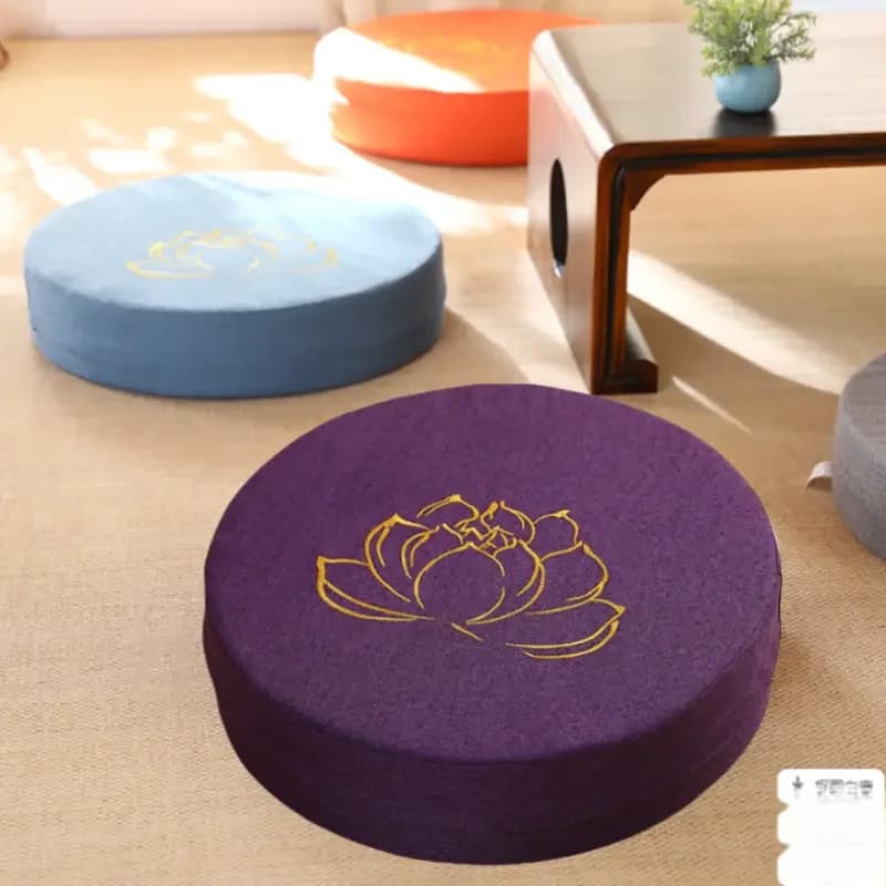 40x6cm Tatami Meditation Linen Seat Cushion Firm Lotus Texture Yoga Seat Cushion/Backrest Removable and Washable Holiday Gift