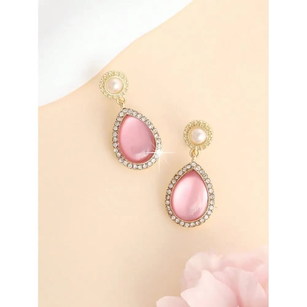 Pair Fashionable Sweet Cute Pink Water Drop ClipOn Earrings, Suitable For Daily Wear And Travel