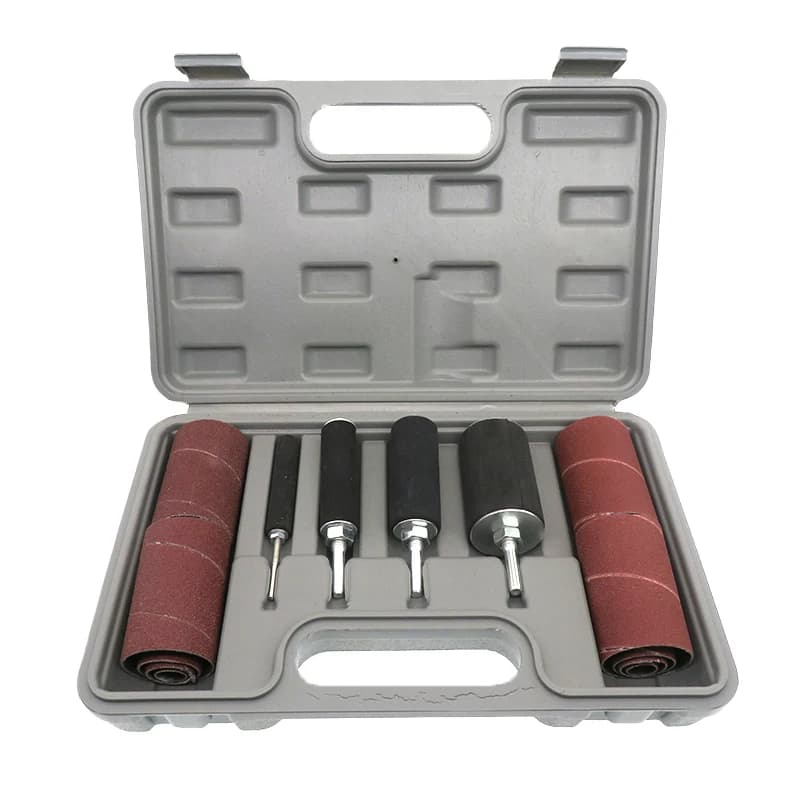 Kit tamburo levigatrice mandrino da 20 pezzi Nastro abrasivo Mandrini in gomma Mandrino + manicotti leviganti con custodia, per utensile rotante per trapano per la lavorazione del legno