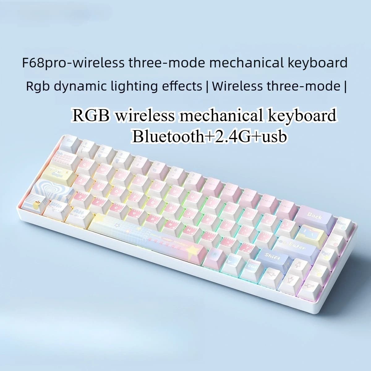 Tastiera meccanica RGB teclado gamer 68 tastiera wireless + Bluetooth + cablata 60% iPad laptop tastiera da ufficio mobile per tablet