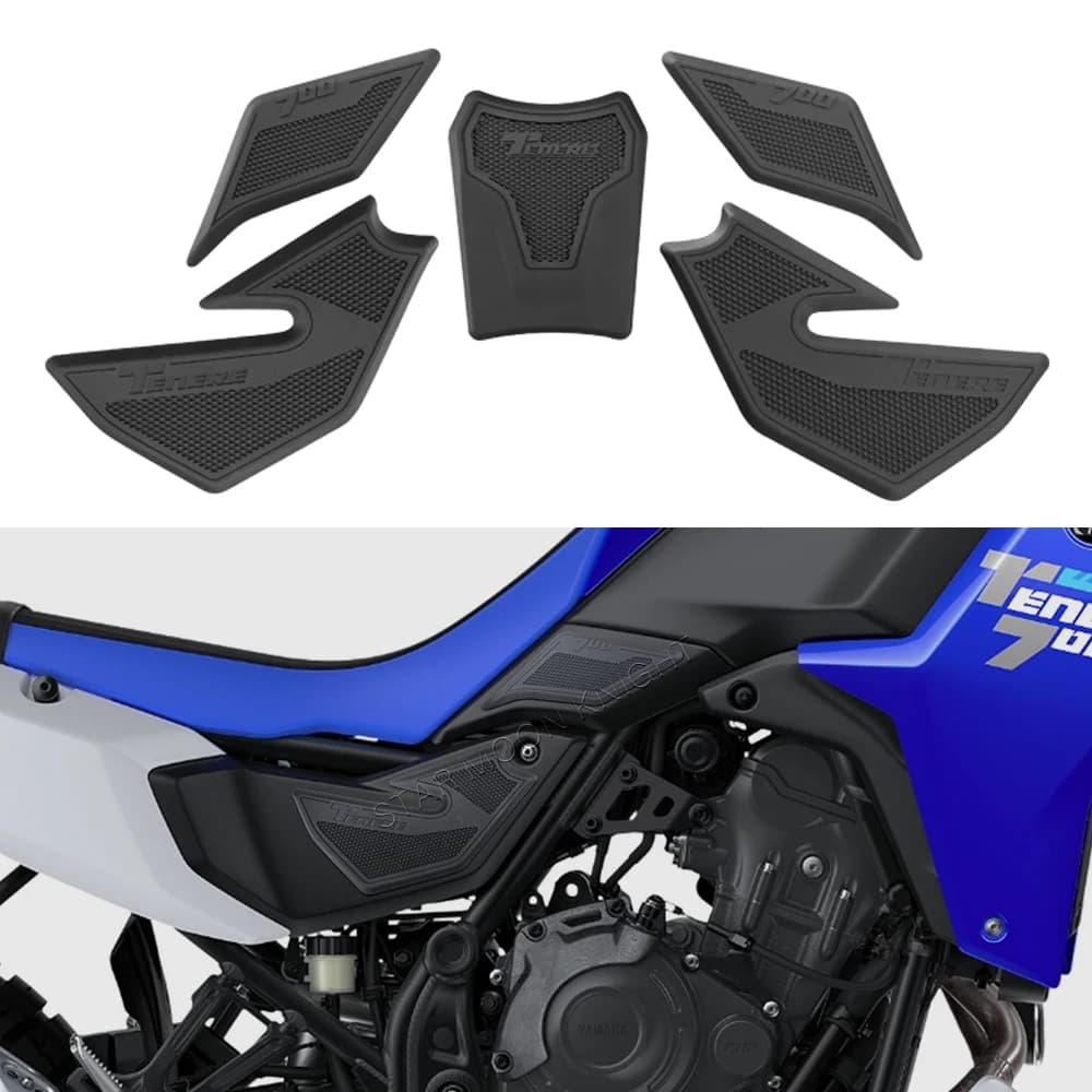 Reliefs of the tank for Yamaha TENERE 700 2025 Tank protection model Decal Gas Ginocchio Grip Traction Pad Tankpad