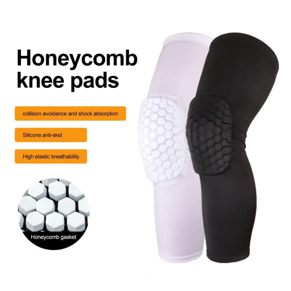 Ginocchiere Compressione imbottita Manica lunga per gamba Ginocchiera di protezione per basket Pallavolo Calcio Tennis Allenamento sportivo