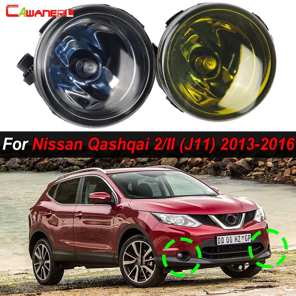 Car Front Bumper Fog Light For Nissan Qashqai 2/II (J11) 2013 2014 2015 2016 Glass Lampshade with H11 LED Halogen Bulb 2 Pieces