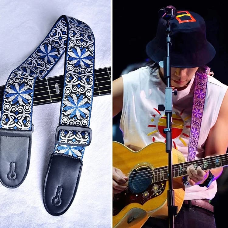 Tracolla per Chitarra Ricamata e Rinforzata, Cinghia Classica per Chitarra Acustica ed Elettrica, Ukulele, Accessori Musicali Universali