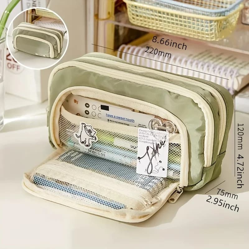 1 astuccio multistrato di grande capacità, un semplice astuccio multiuso per studenti e una borsa per il trucco