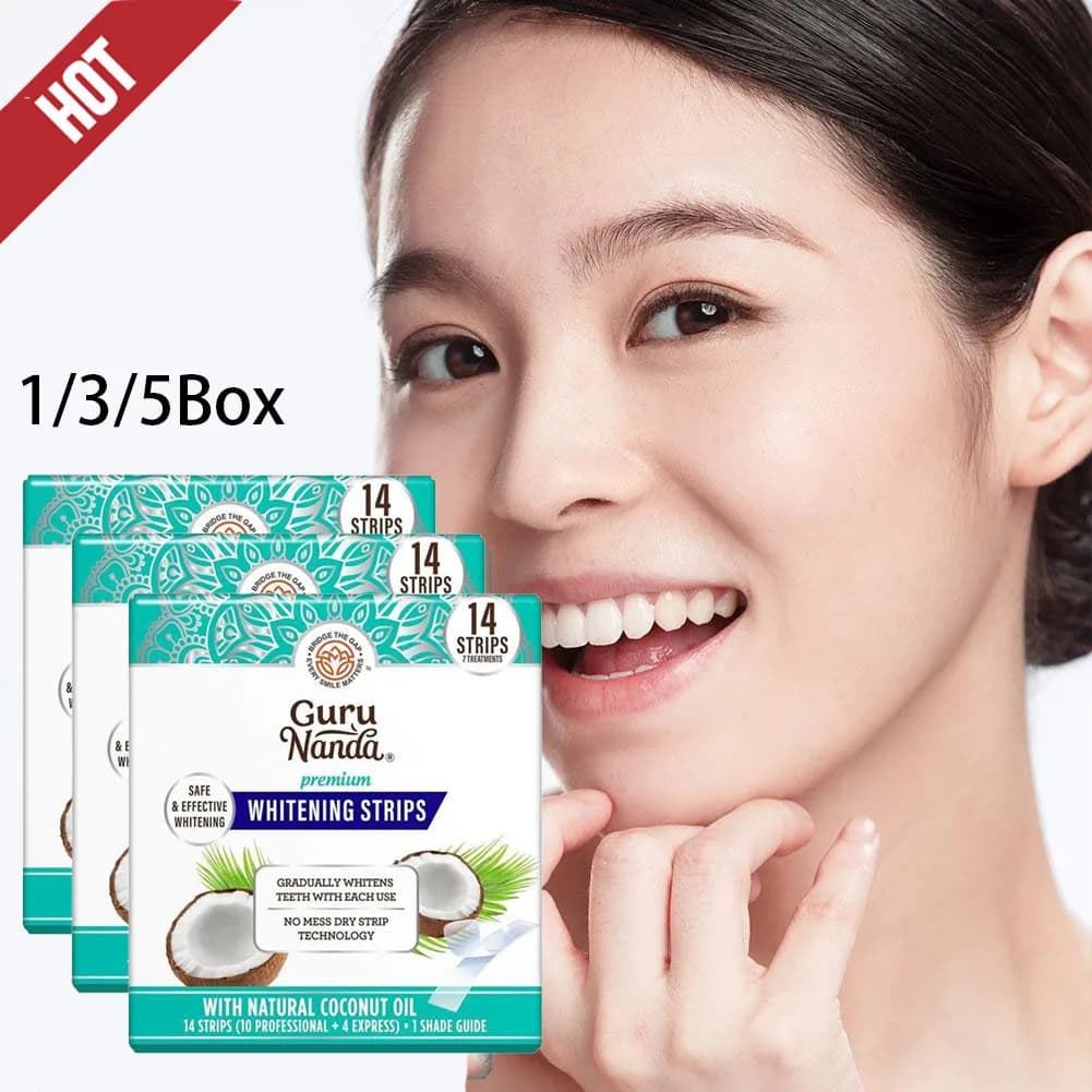 Whitening Strips for Denti to Cocco Oil - Removes Macchie and Illumina the Smile, Alcohol-free Delicate Formula for Sensible Tooths