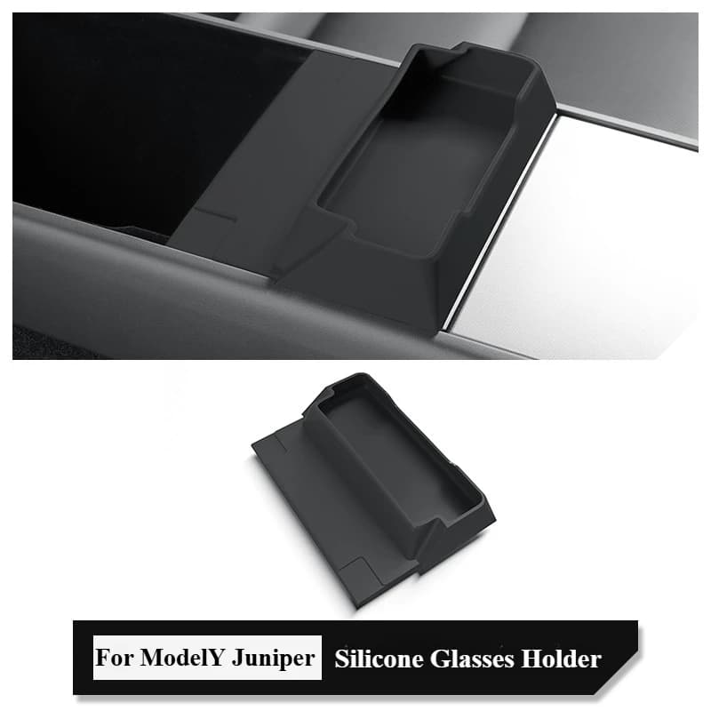 Portaocchiali in silicone per Tesla Model Y/YL Juniper 2025 Model 3 Highland, vassoio portaocchiali da sole per bracciolo centrale