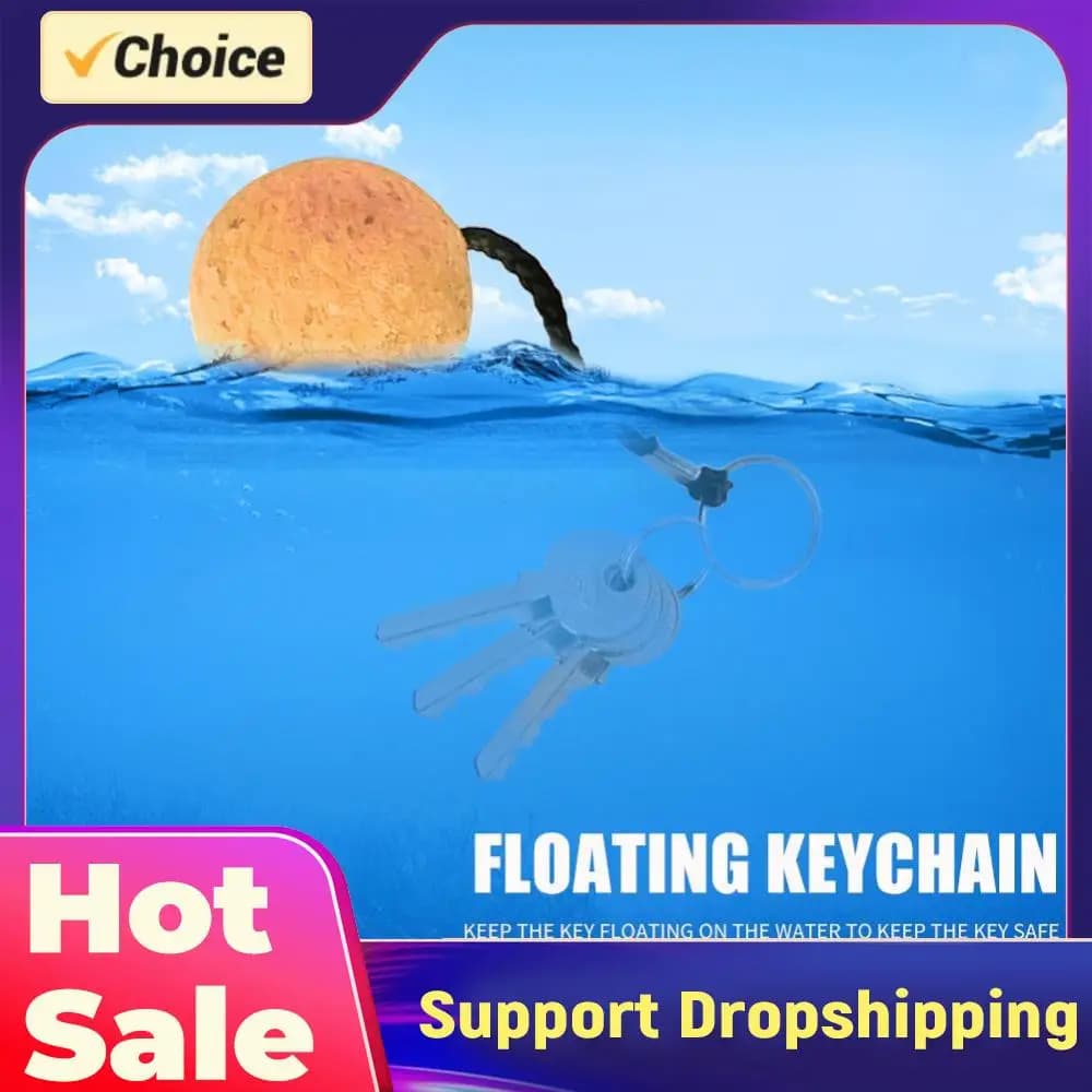 50mm Floating Cork Keyring Water Buoyant Ball Kayak Surf Float Keychain Key Ring Marine Sailing Boat Strong Rope