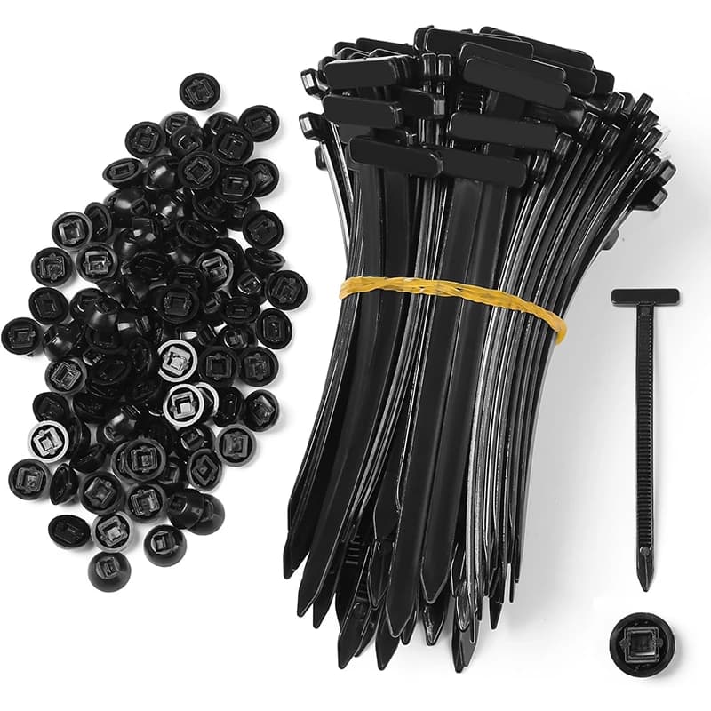 100 Pezzi Fascette Universali in Nylon Nuove Fascette a T Multifunzionali in Nylon con Design a Bottone a Perno Strumenti di Fissaggio Cavi in Plastica