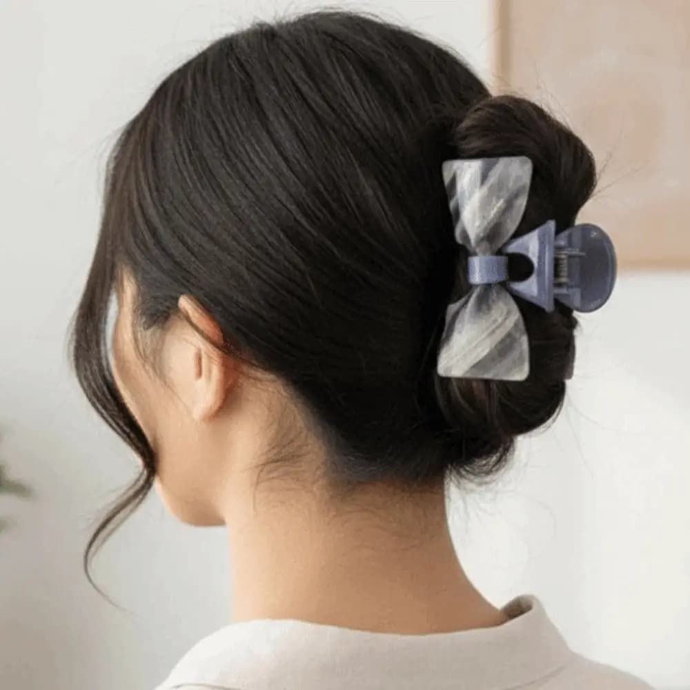 Waterproof Bownot Shark Clip Sweet Korean Style Acetic Acid Hair Claw Versatile Headwear Contrasting Colors Bow Hairgrips