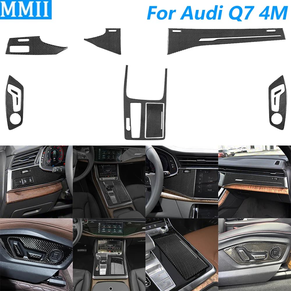 Adesivi Interni in Fibra di Carbonio per Audi Q7 SQ7 Q8 SQ8 2019-2025, Accessori Auto per Strumentazione, Interruttore Fari e Cambio