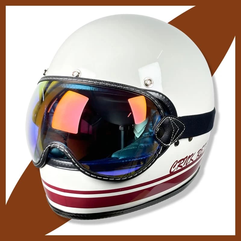 Casco moto integrale classico: guscio in ABS resistente, certificato DOT per fuoristrada e guida su strada