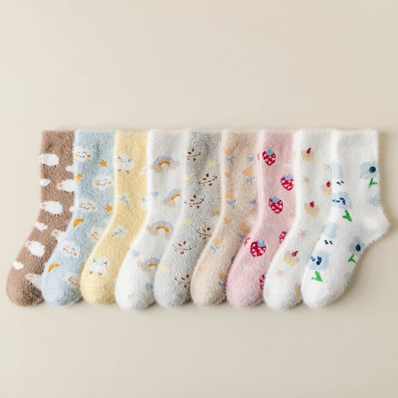 1 paio di calzini da neve invernali termici sfocati di lusso da donna 2022 calzini da notte per pantofole da casa Casual caldi e morbidi delle nuove ragazze