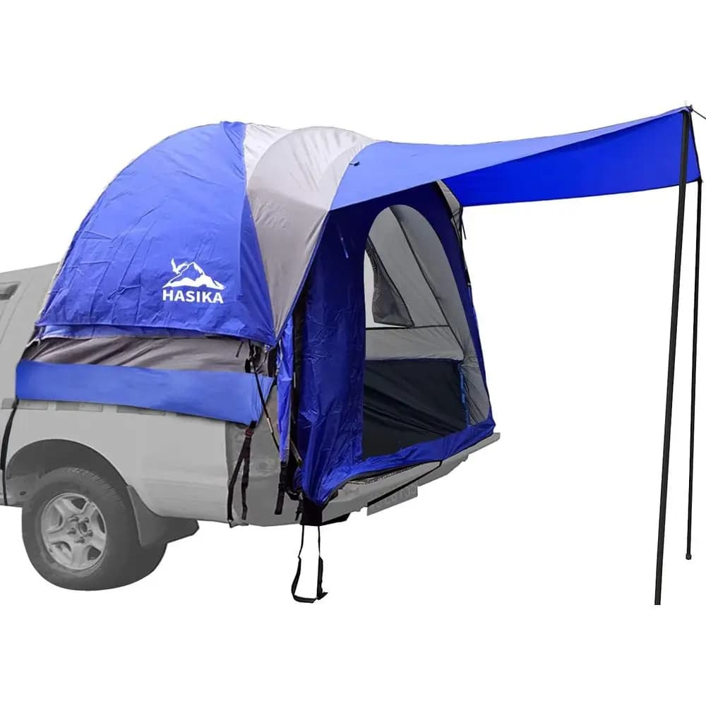 Double Layer Truck Bed Tent, 3000mm Waterproof Camping Shelter, Fits 5-6.5 Ton Short/Regular Beds, Blue/Grey