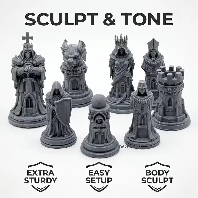16 Pcs Gothic Fantasy Chess Board Medieval Table Game Chessboard Desktop Decorative Ornaments