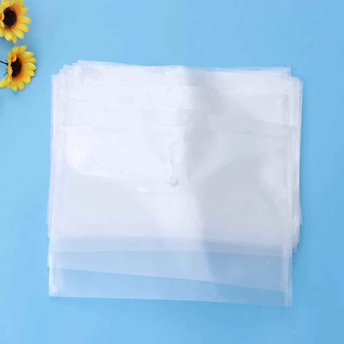 20Pcs A4 Office File Folder Premium Plastic Document Holder Snap Button Ideal for School Business Travel Document