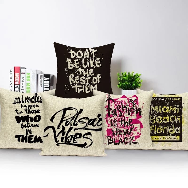 Personality Letter Printed Cushion Cover Decorative Throw Pillow Case for Sofa Chair Kids Room Pillow Covers Nordic Cushion Case